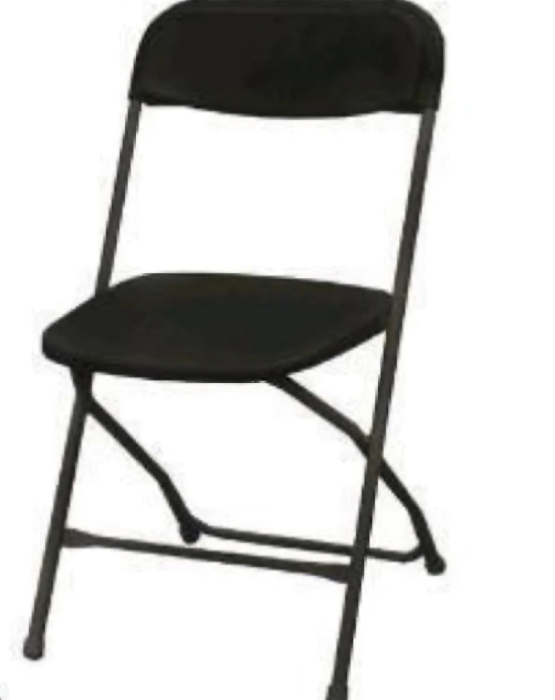 Black foldable chair rental from D’Carla Event Rental Inc. for events and gatherings