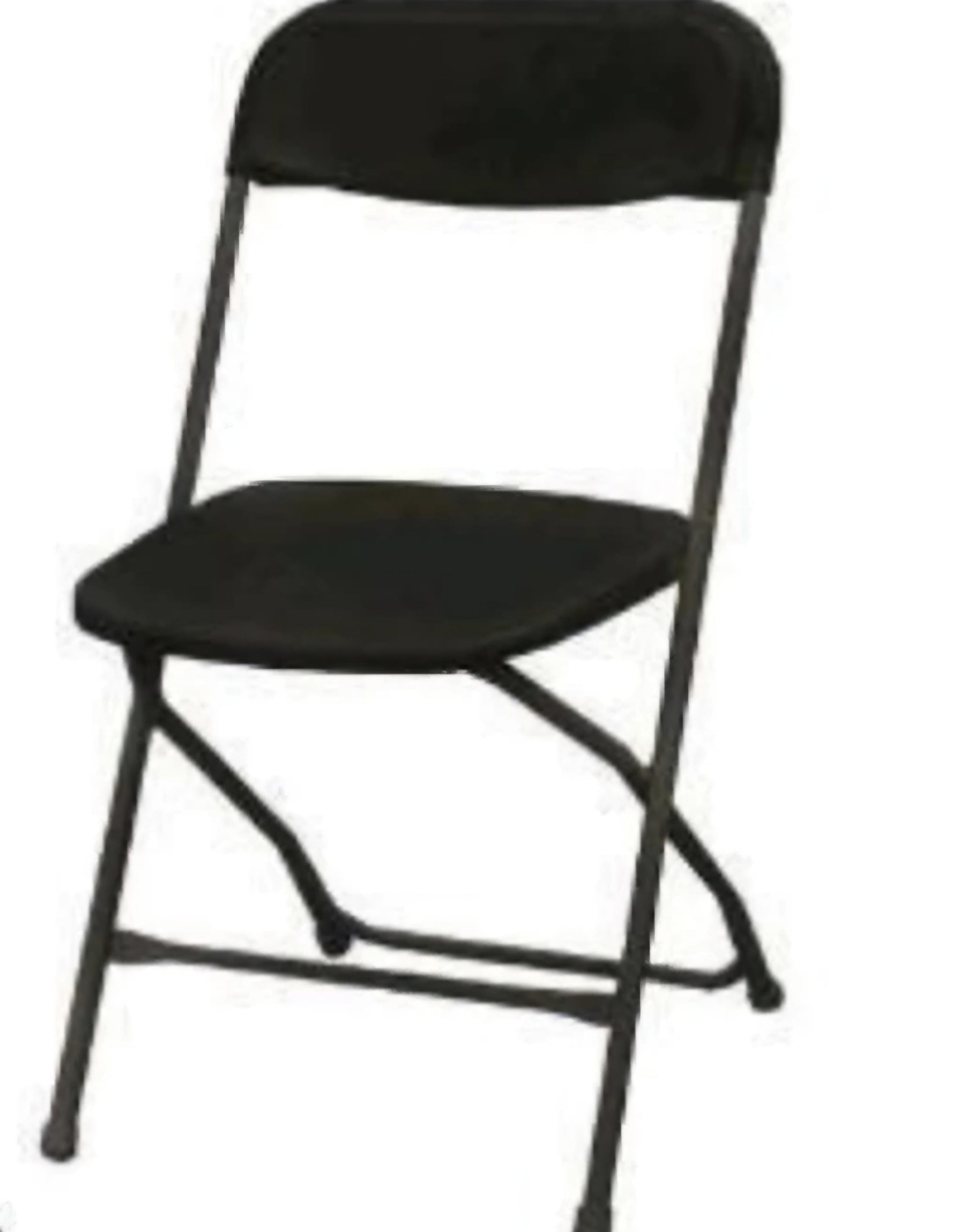 Black foldable chair rental from D’Carla Event Rental Inc. for events and gatherings