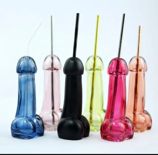 Willy Shaped Colored Drinking Glass