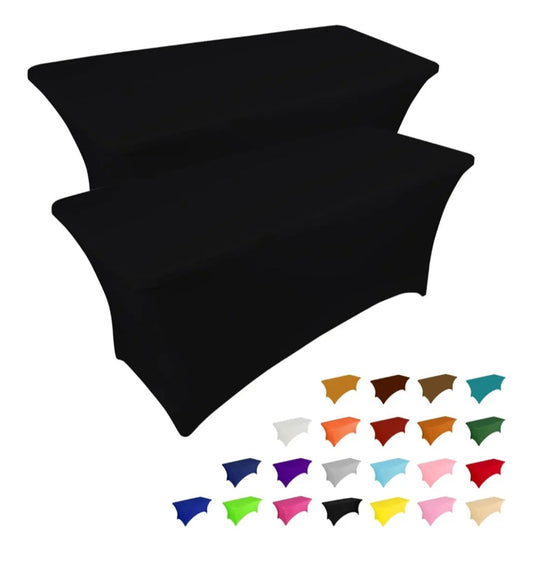 Black Stretch Table Covers for Events by D’Carla Event Rental Inc. available in multiple colors