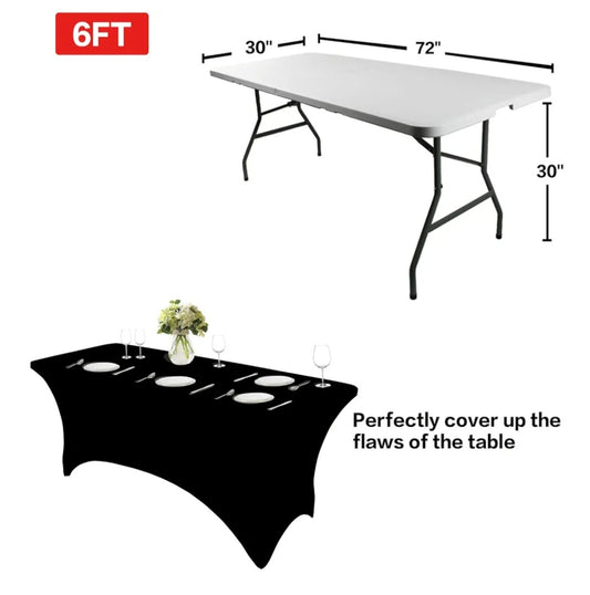6FT Folding Table from D’Carla Event Rental Inc. with Black Table Cover for Event Setup